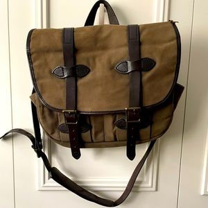 Filson waxed canvas computer bag